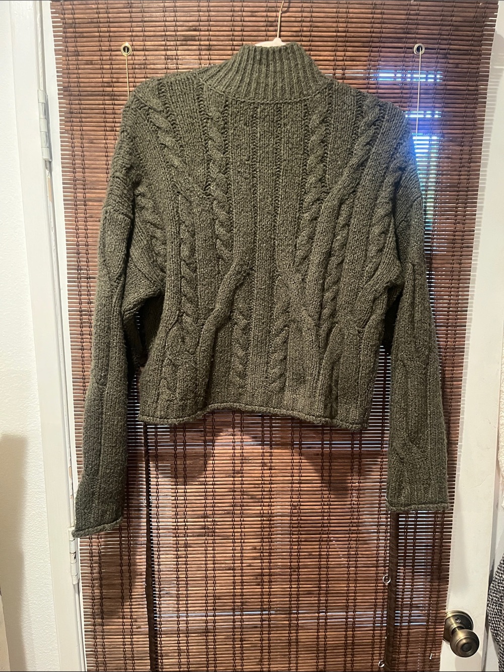 Anthropologie Olive Cable-Knit zipped Sweater - Picture 3 of 5